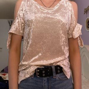 Velvet gold cold shoulder top